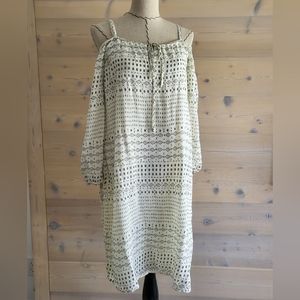 Velvet by Graham&Spencer Genna Cold Shoulder Knee Length Dress sz S Yellow/Cream